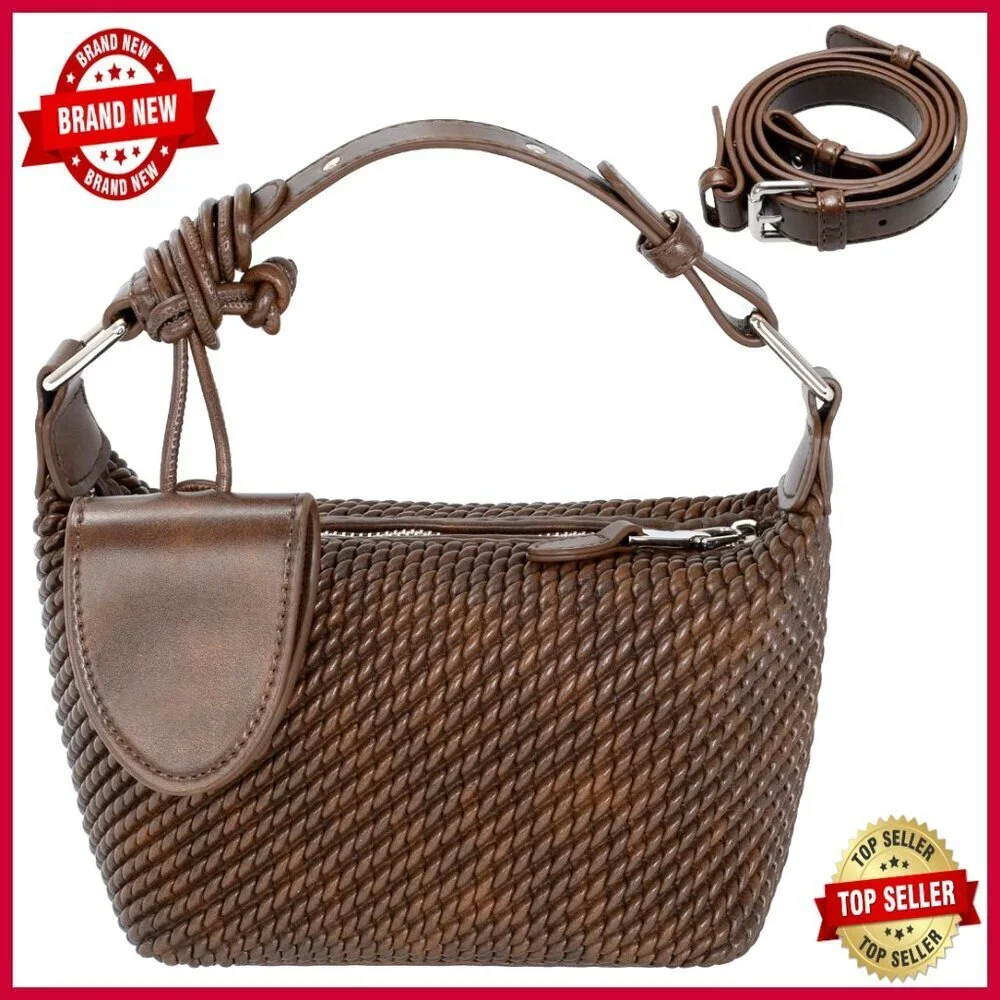 Medium Faux Leather Hobo Crossbody Bag with Adjustable Strap for Work Travel